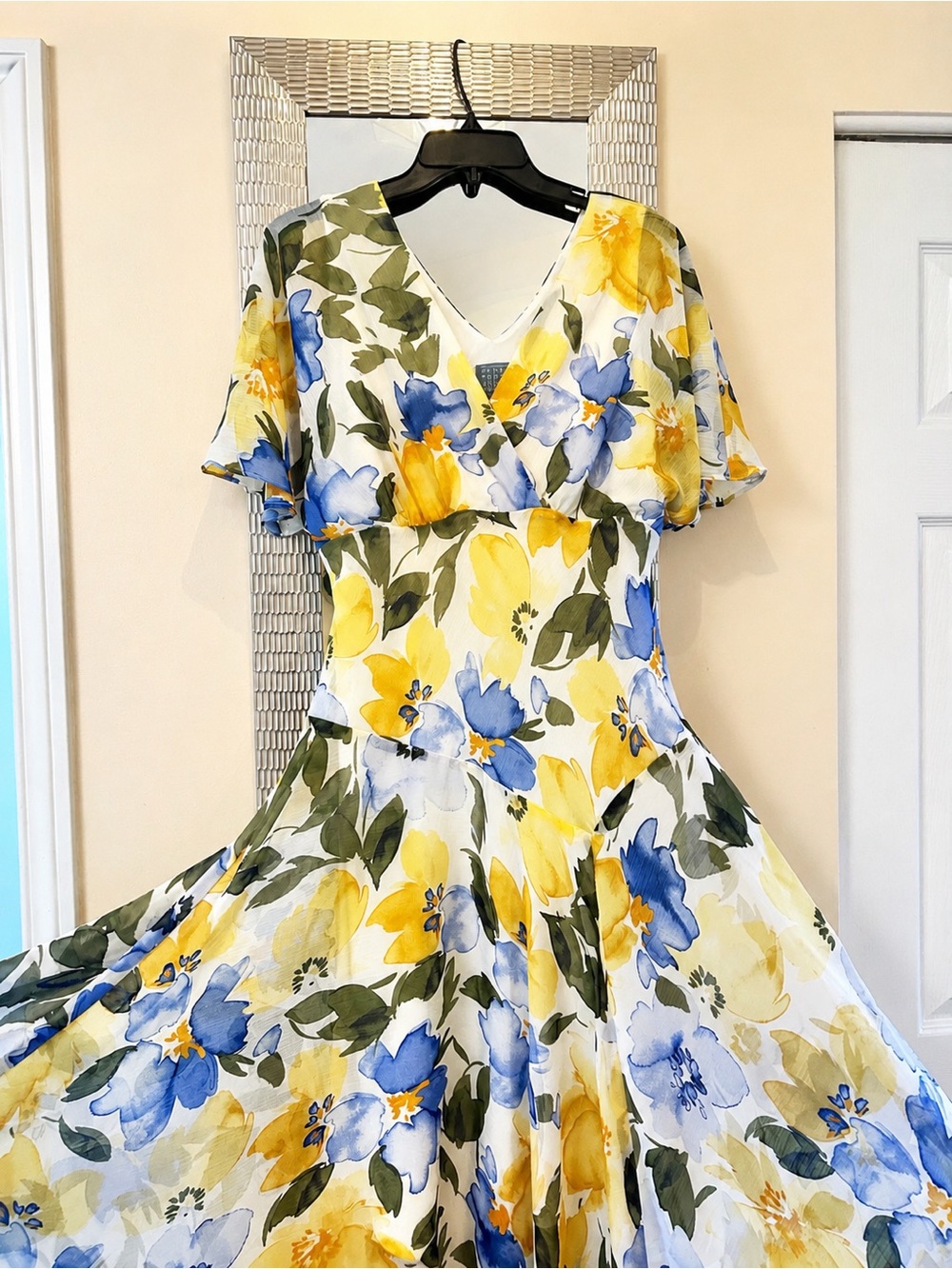 Rabbit Rabbit Rabbit Yellow & Lavender Floral Midi Dress
